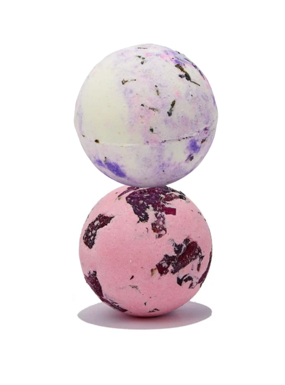 DUO ROSE AND LAVENDER ESSENTIAL OIL BATH BOMBS - TME Cosmetics